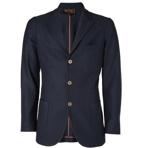 navy cashmere and silk blend unstructured blazer