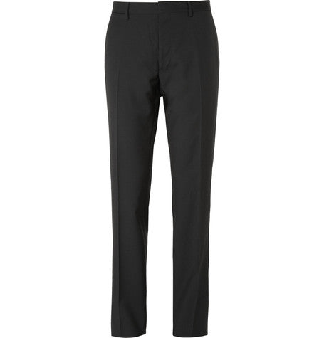london black relaxed fit wool suit trousers