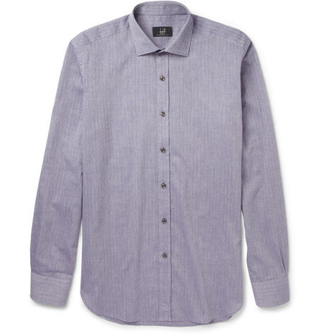 slim fit cotton and cashmere blend shirt