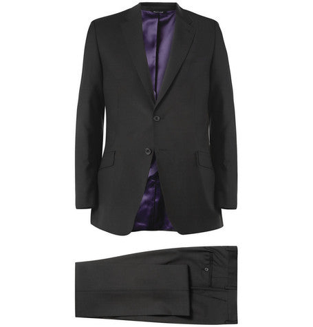 black byard slim fit wool and mohair blend travel suit