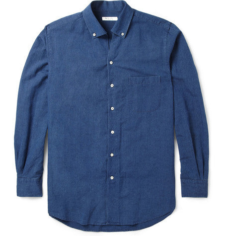 cotton and linen blend chambray shirt