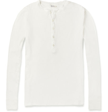 ribbed cotton jersey henley t shirt