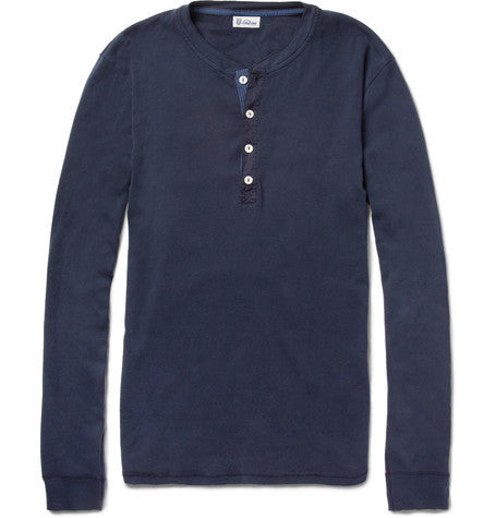 long sleeved cotton jersey henley t shirt