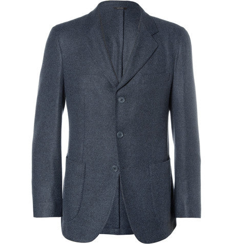 blue unstructured baby cashmere blazer