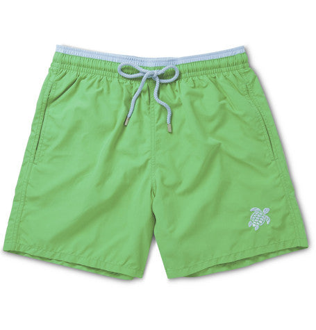 moka mid length turtle embroidered swim shorts