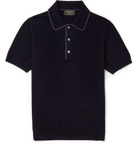 cotton and linen blend jersey polo shirt