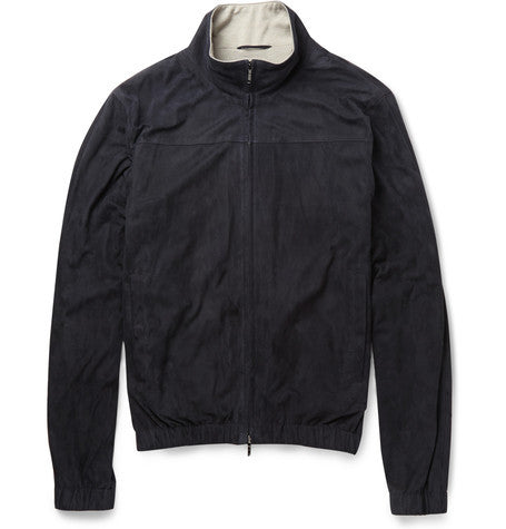 cashmere and silk lined suede bomber jacket
