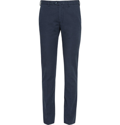 slim fit washed stretch cotton trousers