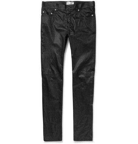 slim fit leather trousers