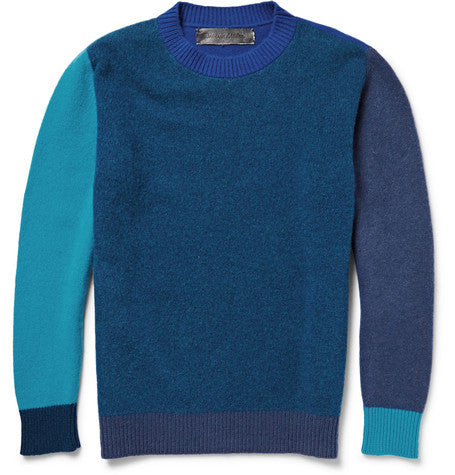 contrast trimmed wool and cashmere blend sweater