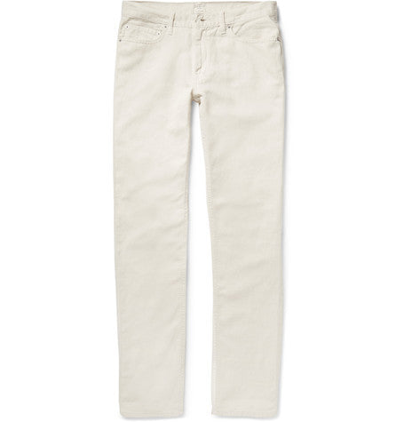 washed cotton and linen blend twill trousers