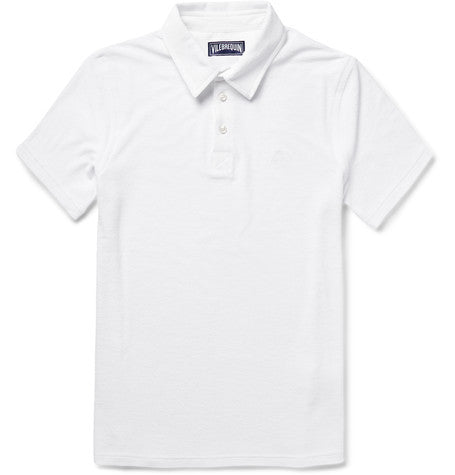 cotton blend terry polo shirt