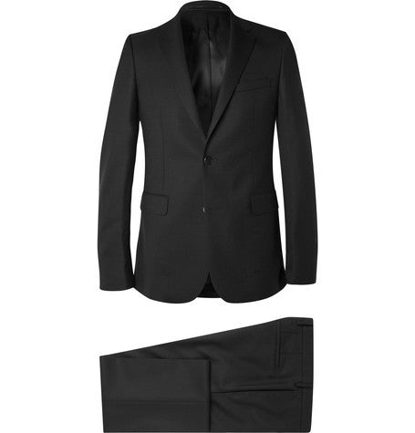black slim fit stretch wool suit