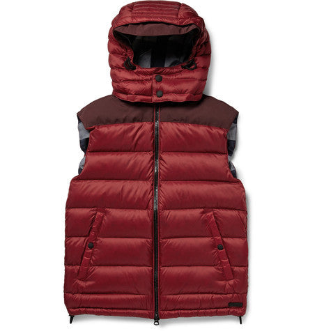 brit faille panelled quilted down gilet
