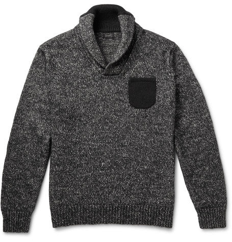 nubuck trimmed cotton and wool blend sweater