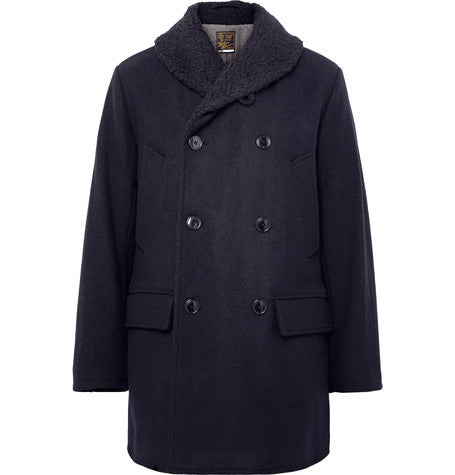 wallace   barnes faux shearling trimmed wool peacoat