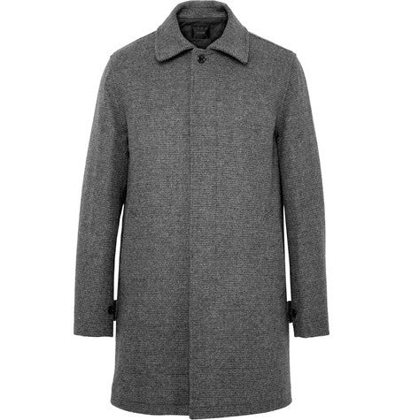 micro houndstooth wool blend car coat
