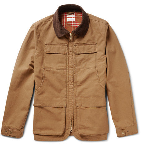 corduroy trimmed cotton canvas field jacket