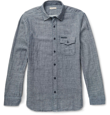 brit slim fit slub cotton shirt