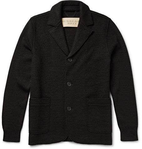 brit slim fit panelled wool blend cardigan