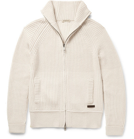 brit ribbed wool and cashmere blend cardigan