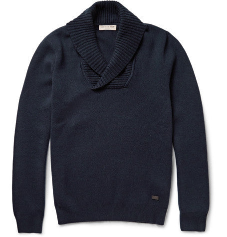 london slim fit shawl collar ribbed wool blend sweater