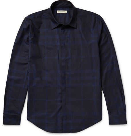 london slim fit checked cotton poplin shirt