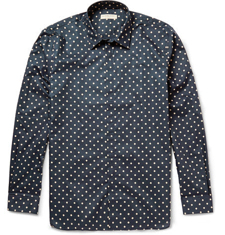 london slim fit polka dot cotton poplin shirt