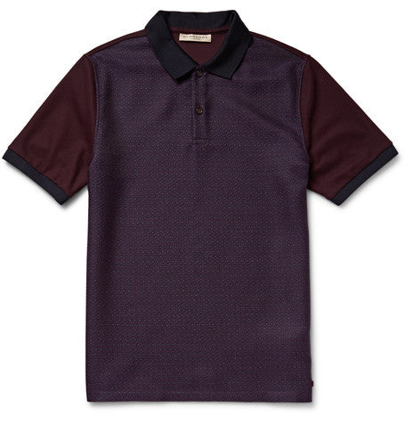 london panelled jacquard and cotton pique polo shirt