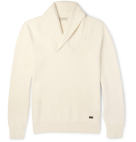 london shawl collar wool blend sweater