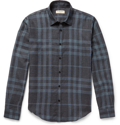 london slim fit checked cotton shirt