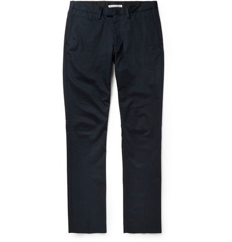 max satin slim fit cotton blend twill trousers