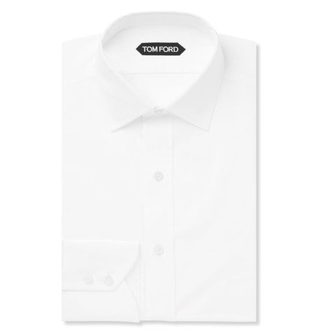 white mitered cuff cotton shirt