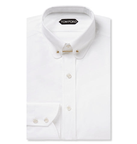 white slim fit collar bar cotton shirt