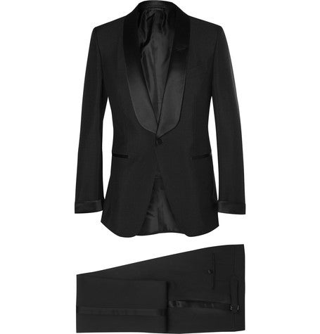 black slim fit mohair and wool blend tuxedo