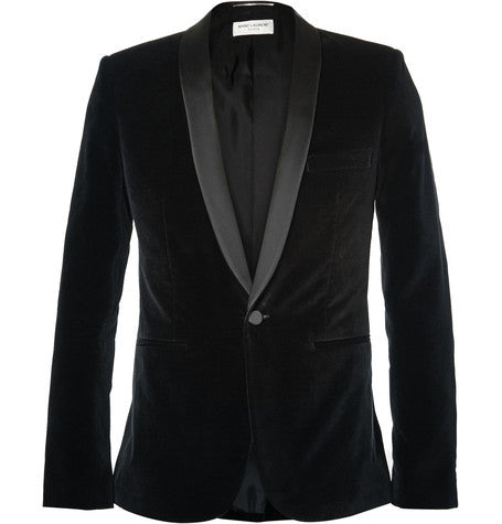 black slim fit velvet tuxedo jacket