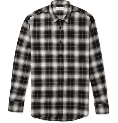 slim fit checked flannel shirt