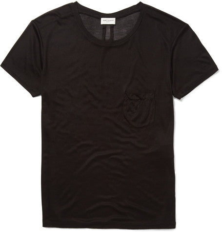 chest pocket silk jersey t shirt