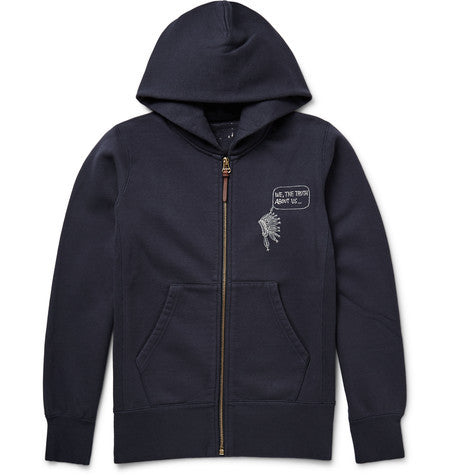 printed loopback cotton jersey zip up hoodie