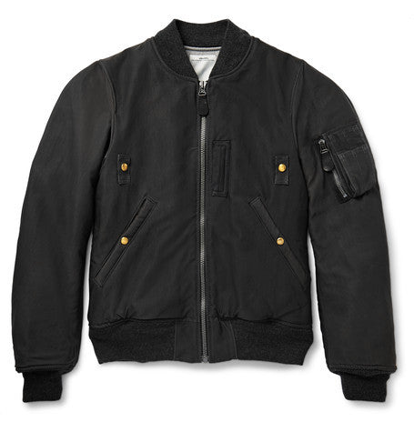 thorson flag panelled washed satin twill bomber jacket