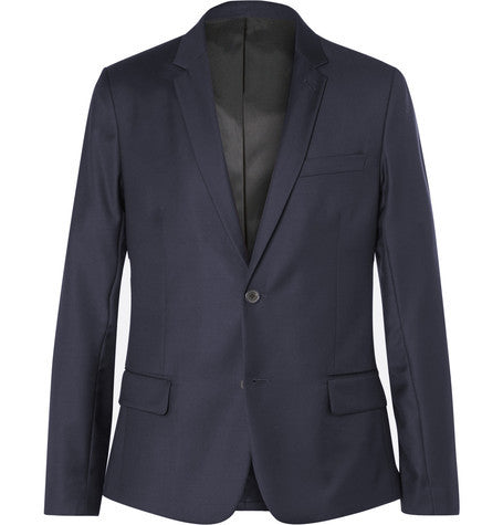 navy wool twill blazer