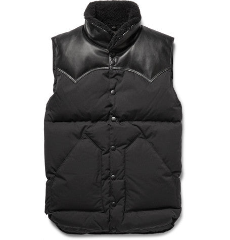 christy leather and shearling trimmed shell down gilet