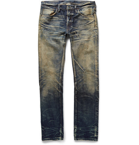 beta slim fit washed selvedge denim jeans