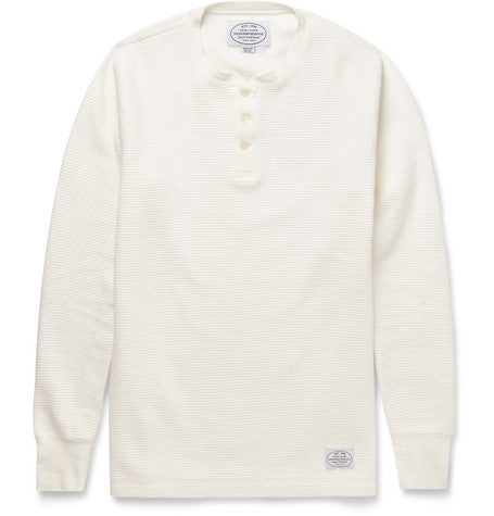 slim fit waffle knit cotton henley t shirt