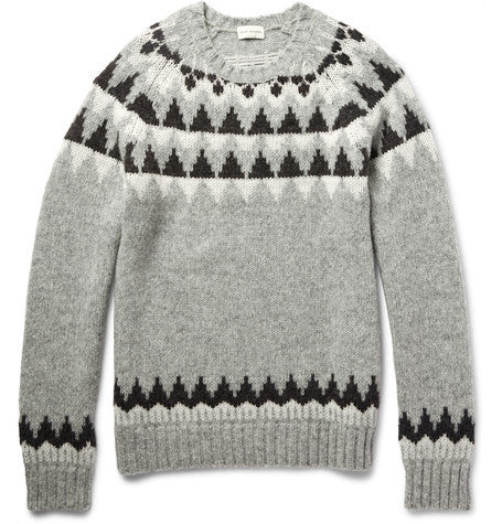 jacquard knit wool blend sweater