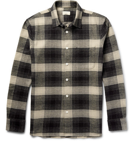 slim fit plaid cotton flannel shirt