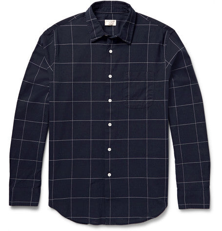 windowpane checked cotton shirt