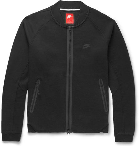 cotton blend tech fleece varsity jacket