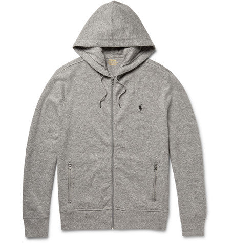 ribbed cotton blend jersey zip up hoodie