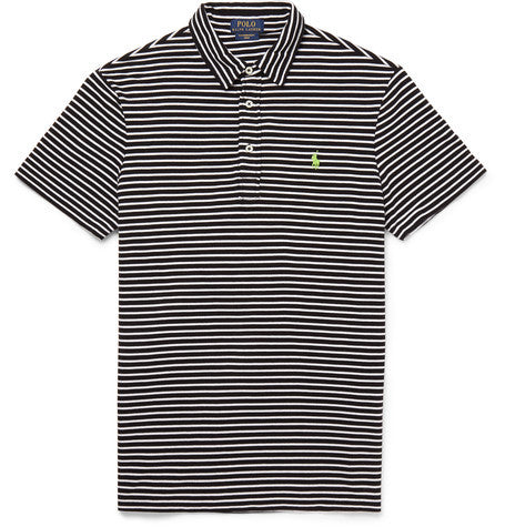 slim fit striped cotton pique polo shirt